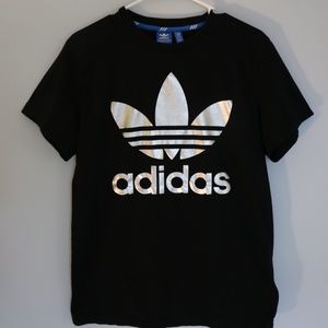 Adidas men's black tshirt size small silver